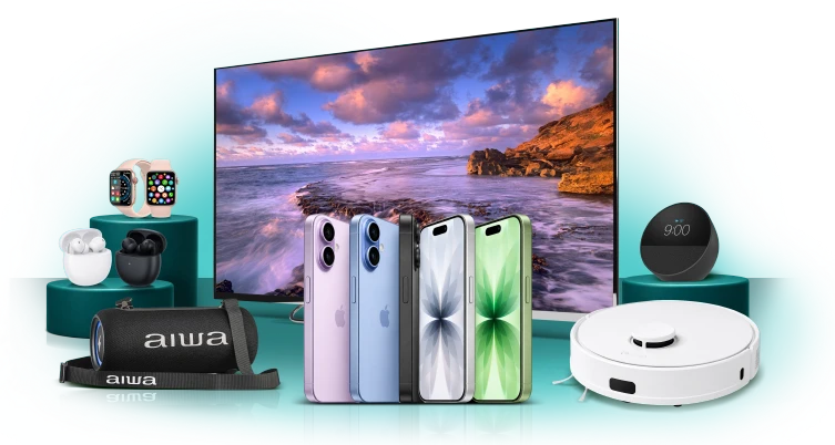 Prêmios da campanha: smartwatch, fones de ouvido, iPhones, caixa de som Aiwa, aspirador robô, TV e smart speaker